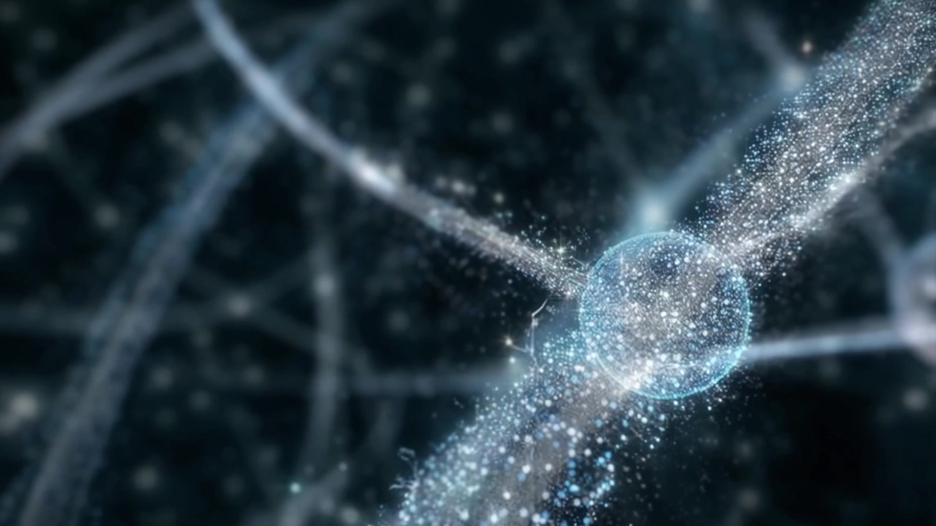 An imagined network of luminous cells and branching connections